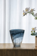9.3x4.7x9.3' Smokey Black Glass Vase with Gold Rim by HouseOfZazla