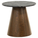 Franklin Round Wood Pedestal Side End Table Grey and Dark Brown