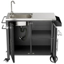 Outdoor Grill Table With Sink, Grill Cart With Sink And Cabinet With Wheels - Black / Silver by HouseOfZazla