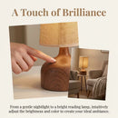 Wireless Rechargeable Wooden Table Lamp with Linen Shade