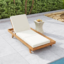 Lounge Chaise Set with Acacia Solid Wood and Cream Cushion