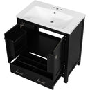 30' Black Bathroom Vanity with Single Sink, Combo Cabinet Undermount Sink, Bathroom Storage Cabinet with 2 Doors and a Drawer, Soft Closing, Multifunctional Storage, Solid Wood Frame