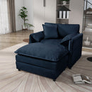 Oversized Chair With Movable Ottoman, Soft Upholstered Lounge Chair by HouseOfZazla