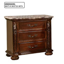 3 Drawer Nightstand, Bedside Table Hand Carved Storage For Bedroom - Cherry by HouseOfZazla