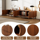 TV Stand With Legs, Media Console, 4 Cabinets For Living Room - Natural Wood by HouseOfZazla