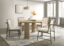 Bowen - Round Dining Table With Cream Color Upholstered Chairs (Set of 5) - Oak Finish by Unique Piece Furniture