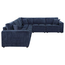 Azure - 5 Piece Upholstered Modular Sectional Sofa - Blue by HouseOfZazla