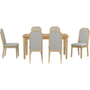 7-Piece Farmhouse Dining Set Classic Rustic Table and 6 high-back design Chairs for Dining Room, Kitchen (Natural Wood Wash)