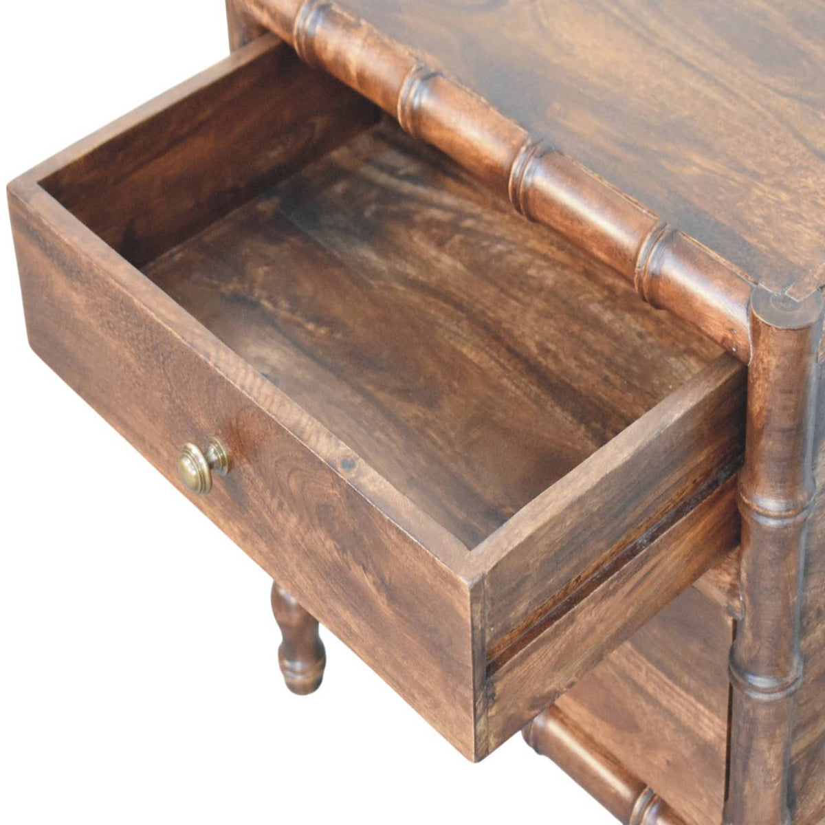 Solid Wood Bamboo Frame Nightstand in Roasted Almond, photo 3 of 7