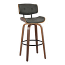 Lombardi - Mid-Century Modern Fixed Height Barstool With Swivel With Round Footrest (Set of 2) by HouseOfZazla