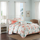 6 Piece Cotton Sateen Quilt Set with Throw Pillows Coral Full/Queen