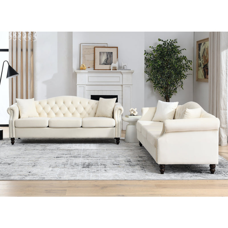 3-seater + 3-seater Combination sofa.Beige Velvet W834S00065