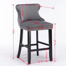 Contemporary Upholstered Wing-Back Barstools With Button Tufted Decoration And Wooden Legs, And Nailhead Trim, Leisure Style Bar Chairs, Bar Stools (Set of 2) by Unique Piece Furniture