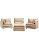 Modular L-Shaped Sectional Sofa Set with Movable Ottoman, Chenille, Coffee, 105 Inches