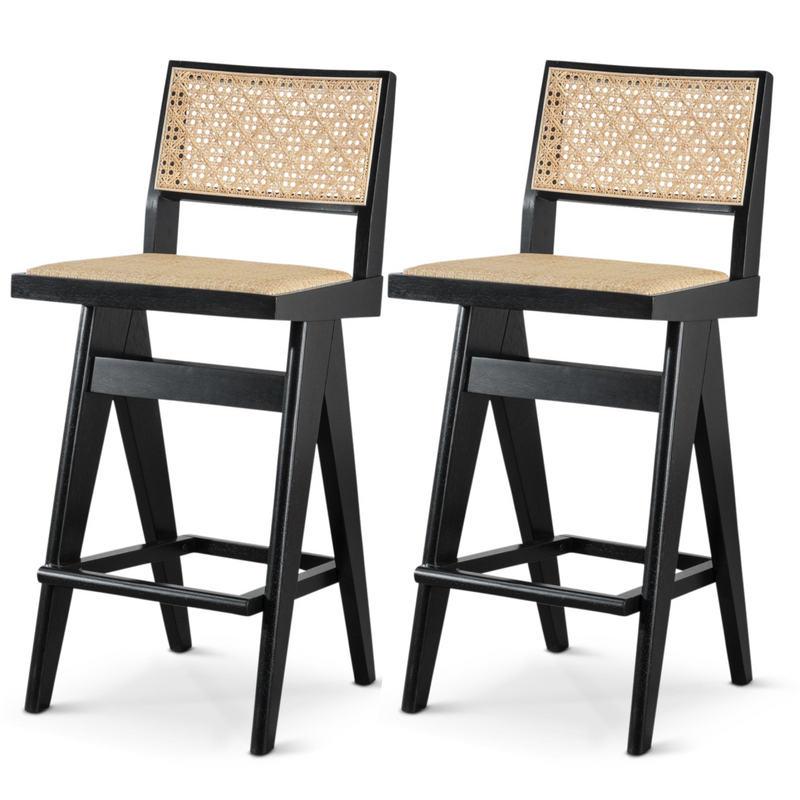 Walker Edison - Keira Rattan Bar Stool (Set of 2)