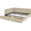 Queen Size Storage Upholstered Tufted Bed Frame, Sofa Bed Frame with Comfortable Backrest and Armrests, Queen Size Bed for Bedroom, Living Room,Velvet, BEIGE(85.5''*64.5''*29.5'')