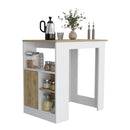 Kitchen Island Three Open Side Storage Shelves And One Push-To-Open Cabinet - White / Macadamia by HouseOfZazla