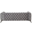 85.5" Velvet Upholstered Sofa with Sturdy Metal Legs, Modern Sofa Couch with Button Tufted Back, 3 Seater Sofa Couch for Living Room, Apartment, Home Office, Gray