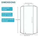 Diamond Shaped Corner Shower Door, Inward Sliding, Stainless Steel Frame by HouseOfZazla