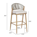Outdoor Bar Height Metal Frame Counter Stools with Scallop-Shaped Backrest & Water-Resistant Cushions by HouseOfZazla