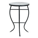 Outdoor Round Side Table With Mosaic Style Top And Curved Iron Legs