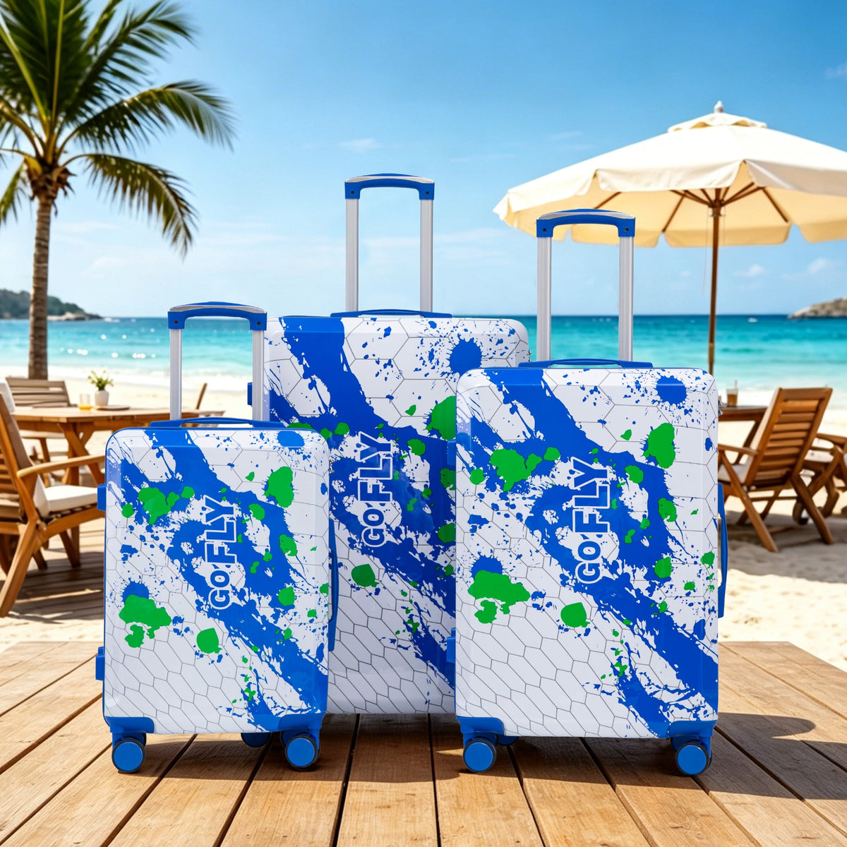 3-Piece PC Spinner Wheel Luggage Set in Blue, photo 10 of 10