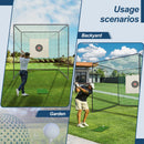 Golf Practice Net Cage With Metal Frame Hitting Net Kit Indoor Outdoor - Black by HouseOfZazla