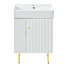 21.6" white Bathroom vanity, Combo Cabinet, Bathroom Storage Cabinet, Single Ceramic Vessel Sink, Left side storage