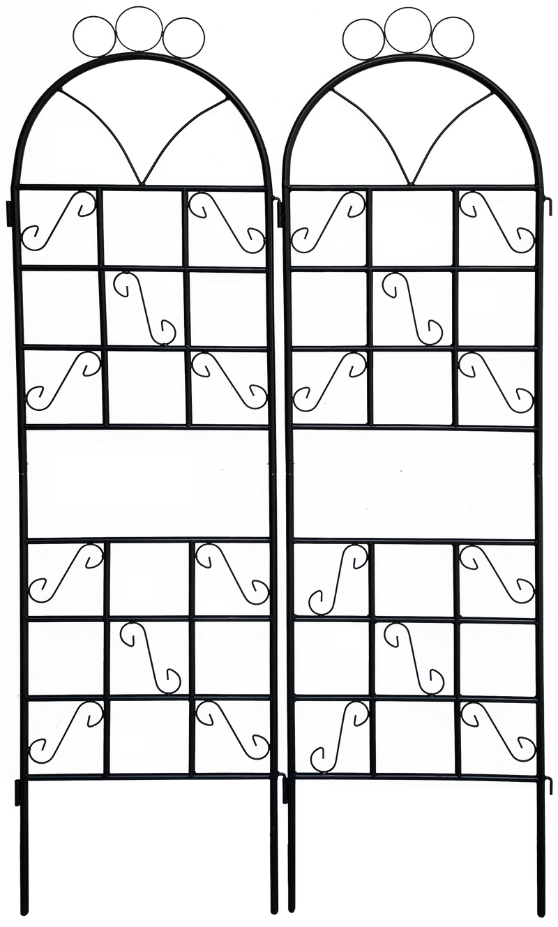 1Set (2pcs) Metal Garden Trellis for Climbing Plants Outdoor Rustproof Plant Support-Black