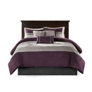 7 Pc Pieced Faux Suede Comforter Set Purple Cal King