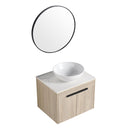 24" Modern Design Float Bathroom Vanity With Ceramic Basin Set, Wall Mounted White Oak Vanity With Soft Close Door, KD-PackingD-Packing Pieces