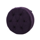 Dawn - Tufted Round Ottoman Nailhead Accents - Purple