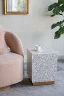 14x14x18" Square Accent Stool with Capiz Shell Finish