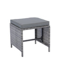 6 Piece Patio Wicker Sectional Set Patio Backyard Conversation Set Grey Wicker + Dark Grey Cushion