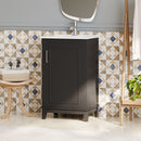 Modern Small Bathroom Vanity Cabinet With Ceramic Basin, Ample Storage, 1 Soft Close Door by Unique Piece Furniture