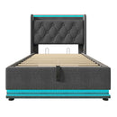 Upholstered Bed, 360 Surround LED Function, Remote Control, Hydraulic Storage Bed With USB, Type-C Charging (Without Mattress) by HouseOfZazla