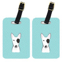Checkerboard Blue Bull Terrier Luggage Tag