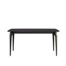 63" Artificial Stone Black Curved Black Metal Leg Dining Table, 6 People - Black by HouseOfZazla