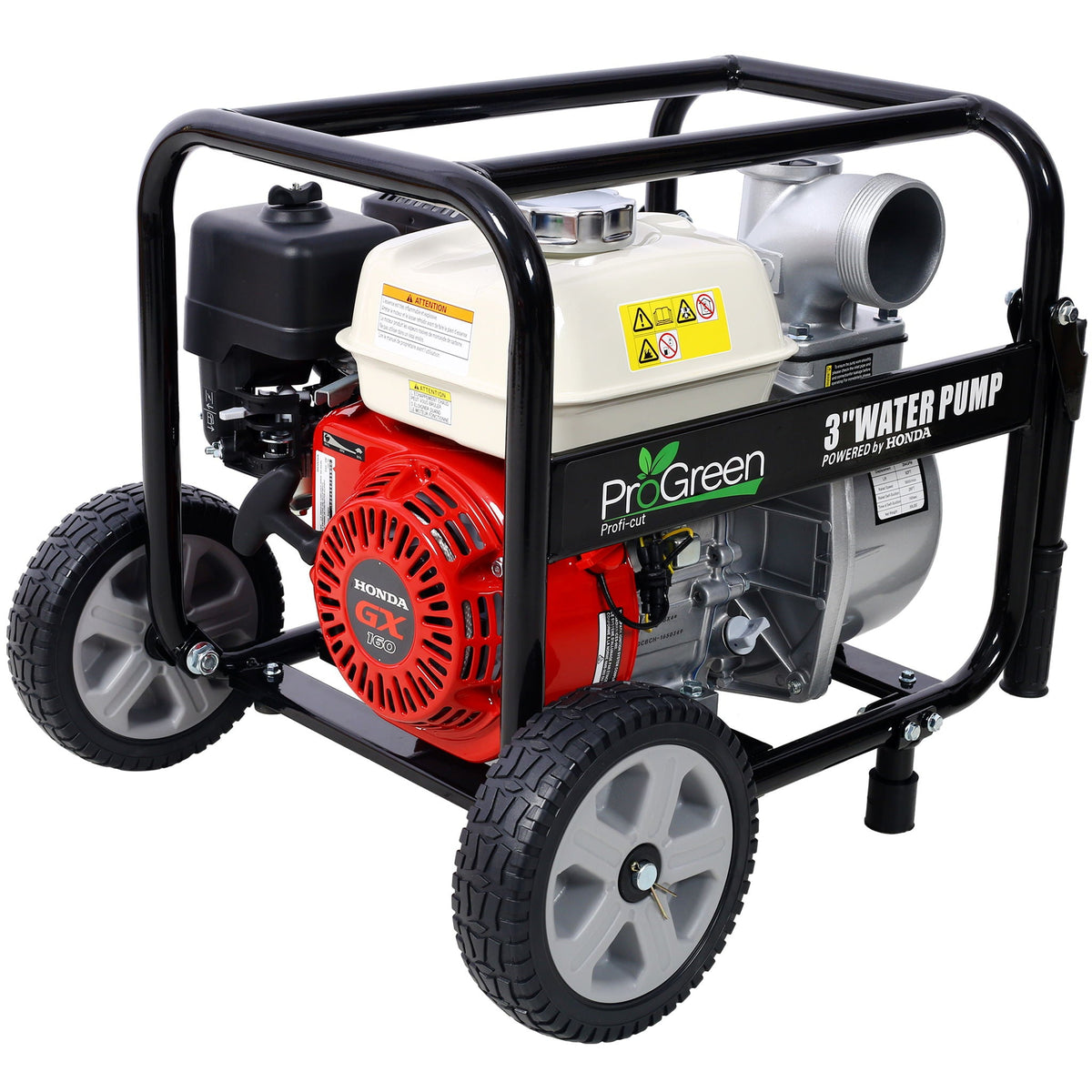 Honda - Gx160 Engine Water Pump 3" 264Gpm With Accessories Kit And Handle Wheel Kit - Black / Red, photo 3 of 18