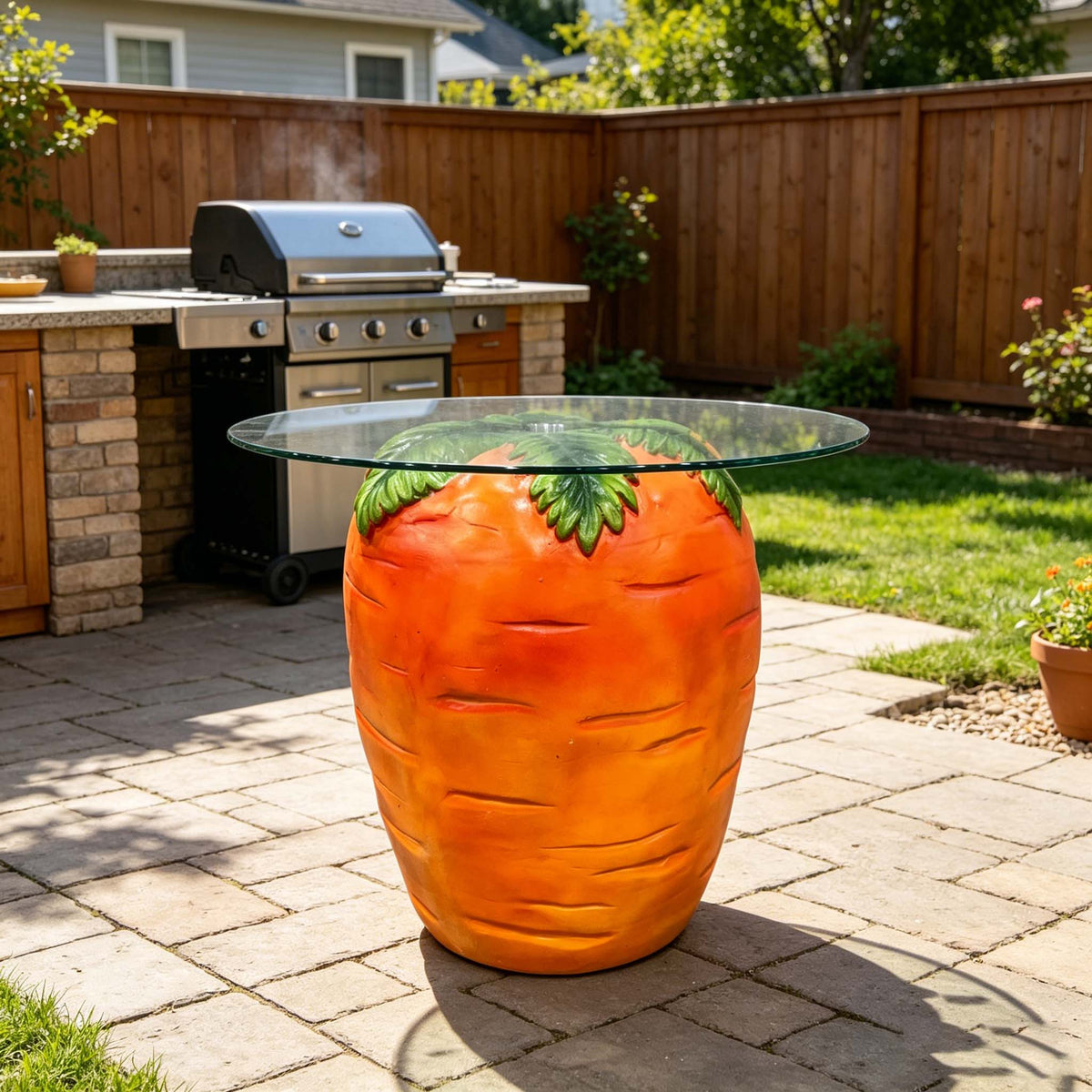 Carrot Shaped Side Table with Glass Top, photo 2 of 9