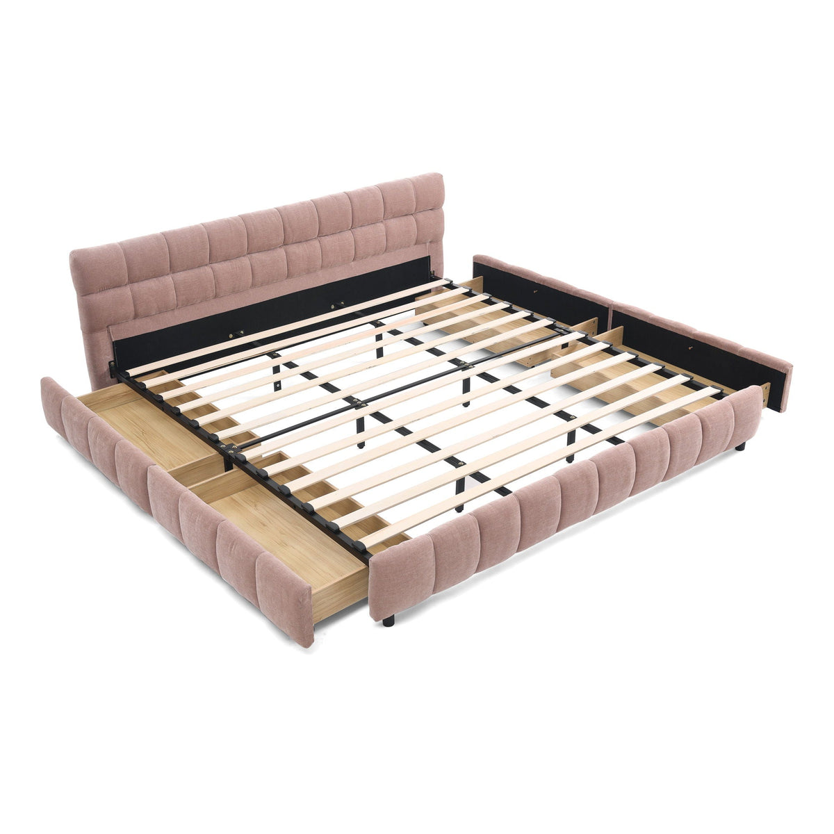Modern Platform Bed Frame With Thick Fabric, photo 4 of 33