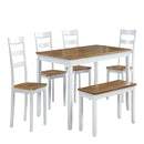 6 Piece Dining Set Table With 4 Side Chairs And Bench - Light Brown / White by HouseOfZazla