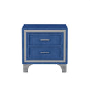 3-Pieces Bedroom Sets,Queen Size Upholstered Platform Bed with LED Lights and Two Nightstands-Blue