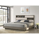 Eastern King Bed Bookcase Headboard With Hidden Storage - Oak by HouseOfZazla
