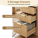 59" Modern Fluted L-Shaped Desk with Charging Station & Storage