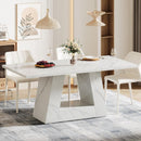 Dining Table For 4 To 6 People, With Trapezoid Base For Dining Room - White by HouseOfZazla