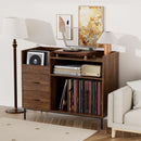 Grain Record Player Stand, Media Console With Speaker Shelf & 2 Drawers by HouseOfZazla