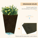 28" Tall Outdoor Planters, Set of 3 Large Taper Planters with Drainage Holes and Plug, Faux Wood Plastic Flower Pots for Outdoor, Indoor, Garden, Patio, Dark Brown