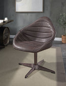 Pipino - Top Grain Leather Accent Chair With Swivel - Antique Ebony by HouseOfZazla