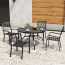 Round Faux Wood Slat Patio Table 47" with Umbrella Hole by HouseOfZazla